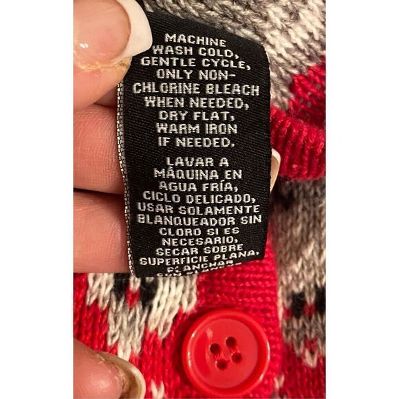 Crystal Kobe Classic Cardigan RedBlack/Gray Size M Ski Vacation Holidays - Picture 8 of 9